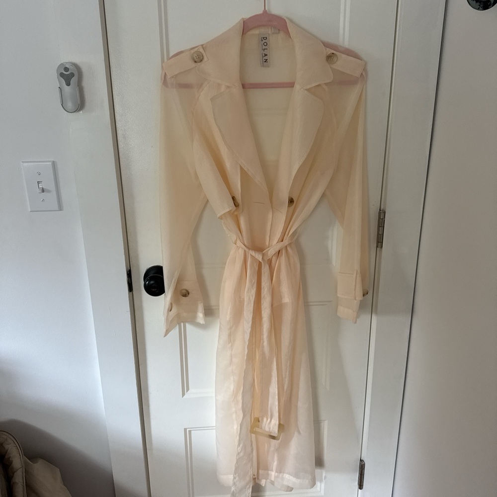 Anthropologie Sheer Cream Trench Coat